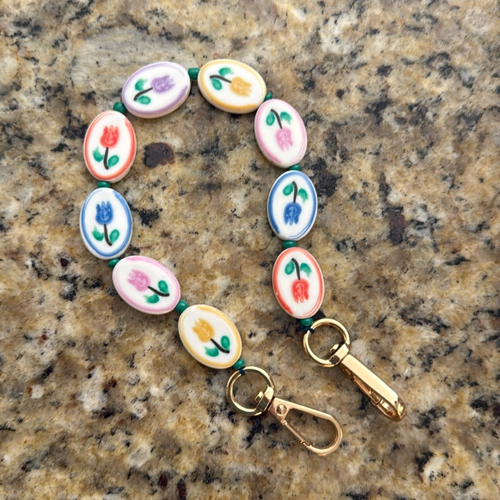 Universal Thread Colorful Tulip Beaded Handbag Charm Strap (Clare V Dupe)